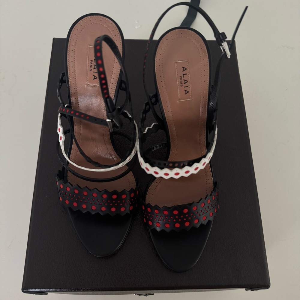 Alaia Black and Red Heels with White Accents